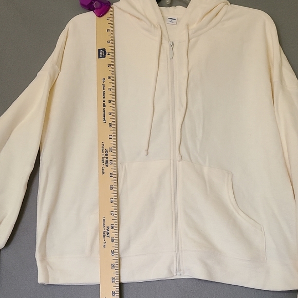 OLD NAVY Women's Cream Full Zip-Up Hoodie - Size Medium - Picture 6 of 12
